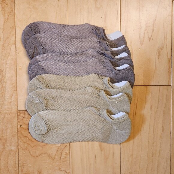 New 7 Pairs Men's Thin Tan Beige Comfort Breathable Mesh Low Cut Ankle Socks - Picture 1 of 9